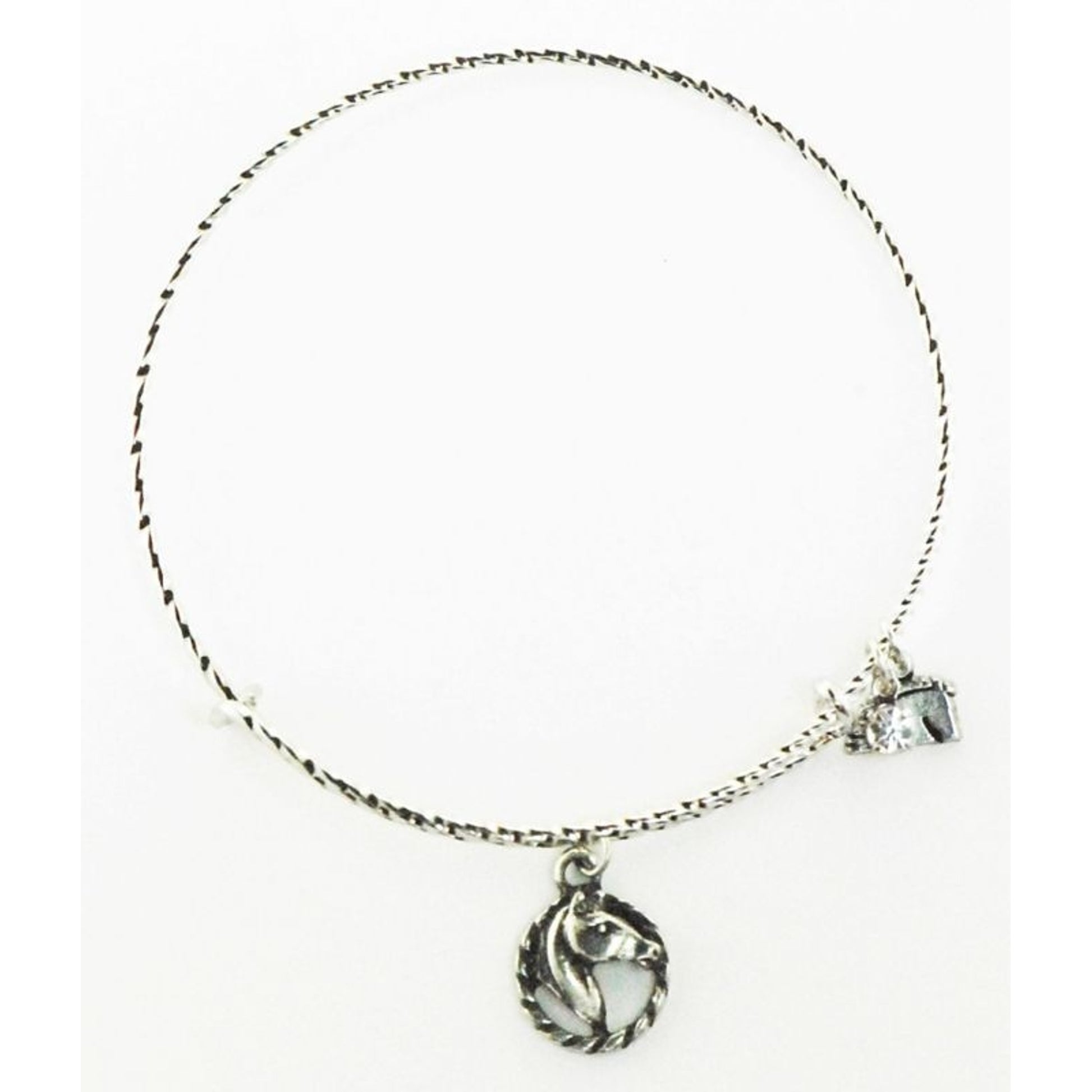 Horse/Head Turned Textured Wire Adjustable Bangle