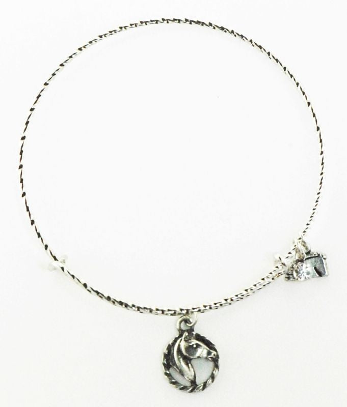 Horse/Head Turned Textured Wire Adjustable Bangle