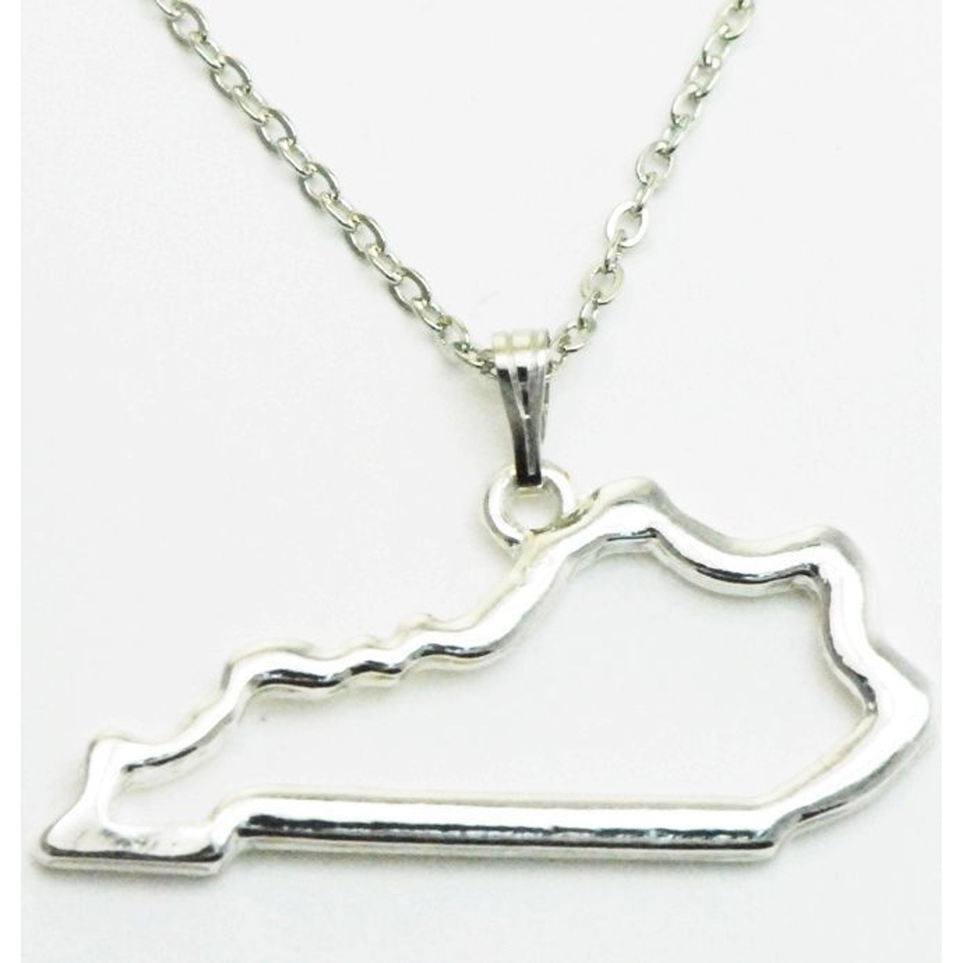 Kentucky State Outline Neck Silver PlateBk/Wh