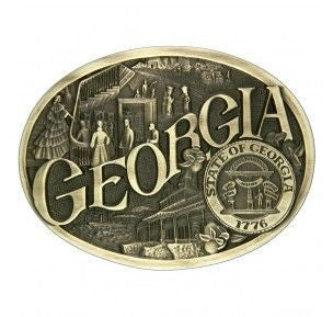 Montana Georgia State Heritage Attitude Buckle