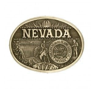 Nevada State Heritage Attitudebuckle 3.625X2.75 Br