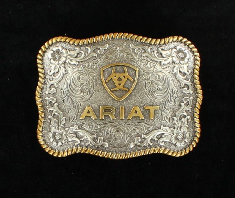 Ariat Scallop Rope Edge Logo Buckle 3.75 X 2.67