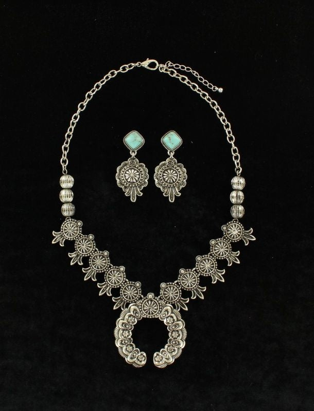 Blazin Roxx Squash Blossom Necklace Earrings