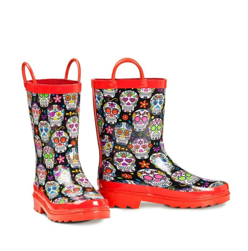 Girls Jentri Colorful Skull Rain Boots L