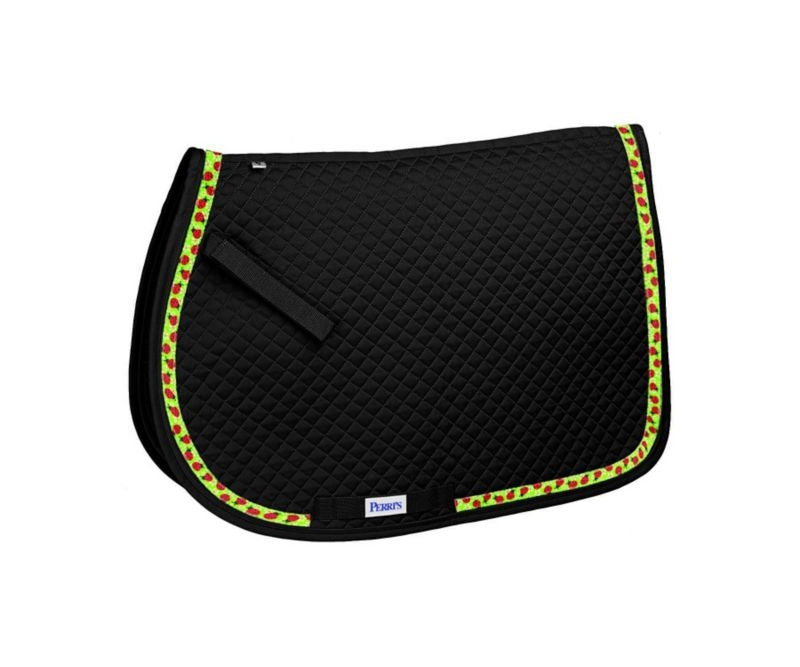 Perris All Purpose Saddle Pad with Ribbon Trim Blk
