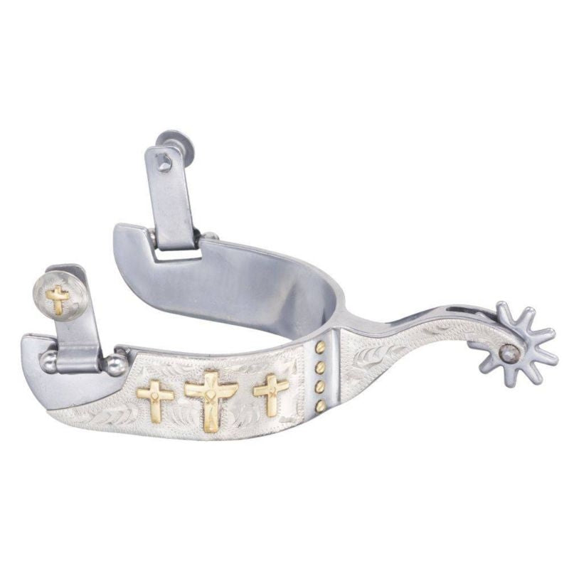Sweet Iron Spurs With Triple Gold Cross Design Br