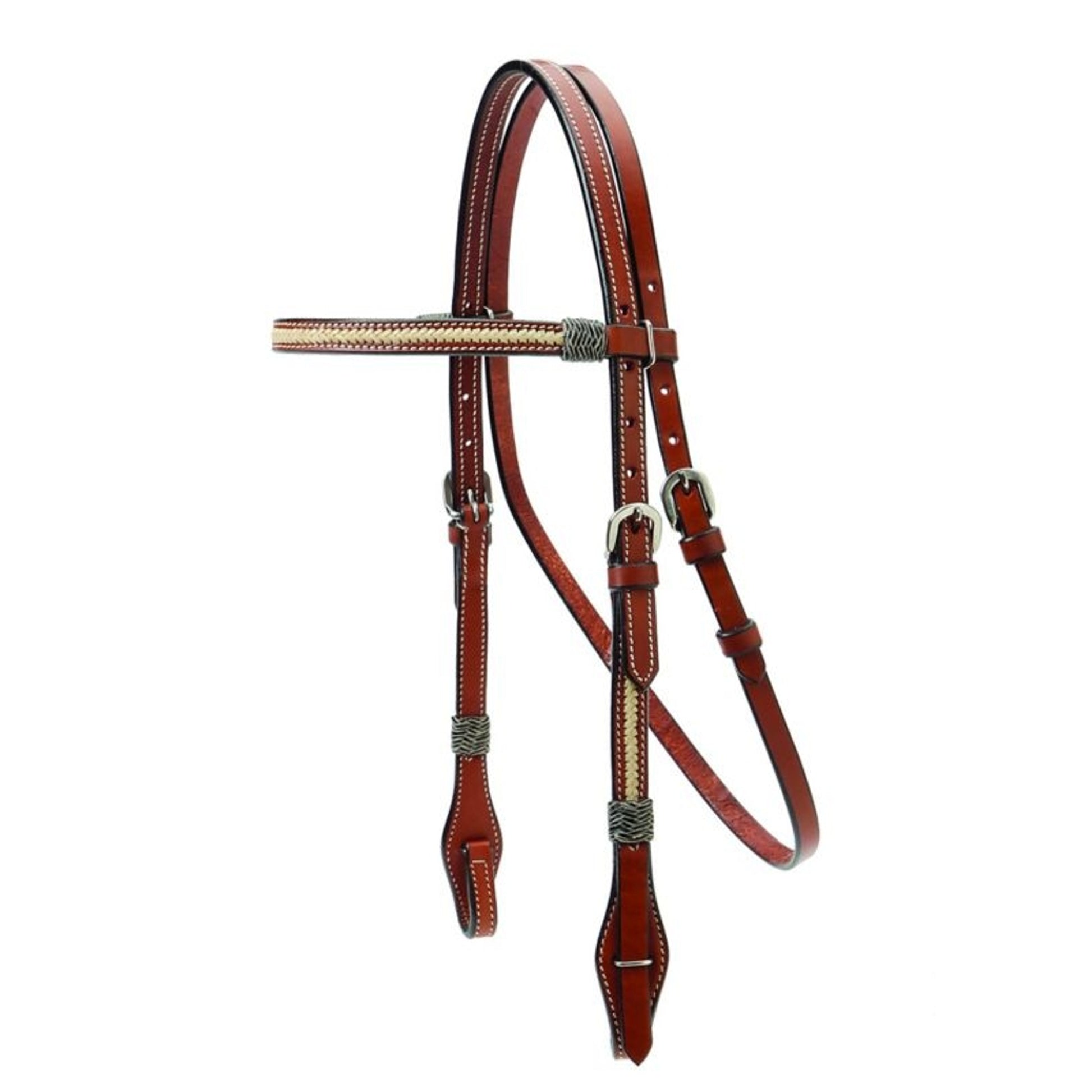 Browband Headstall/Braided Rawhide Overlay 5/8 Brn