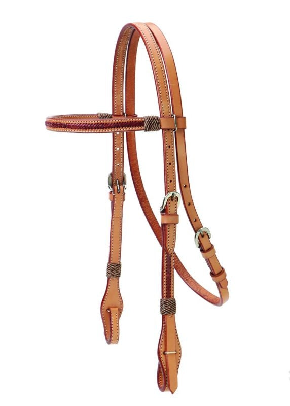 Colorado Browband Headstall/Red Overlay 5/8
