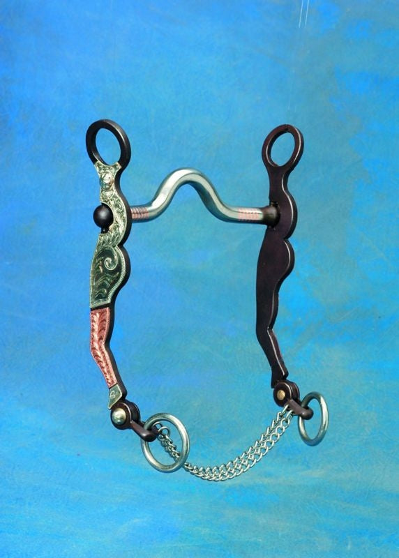 Lady Leg Engraved Inlaid Copper Curb Bit 5