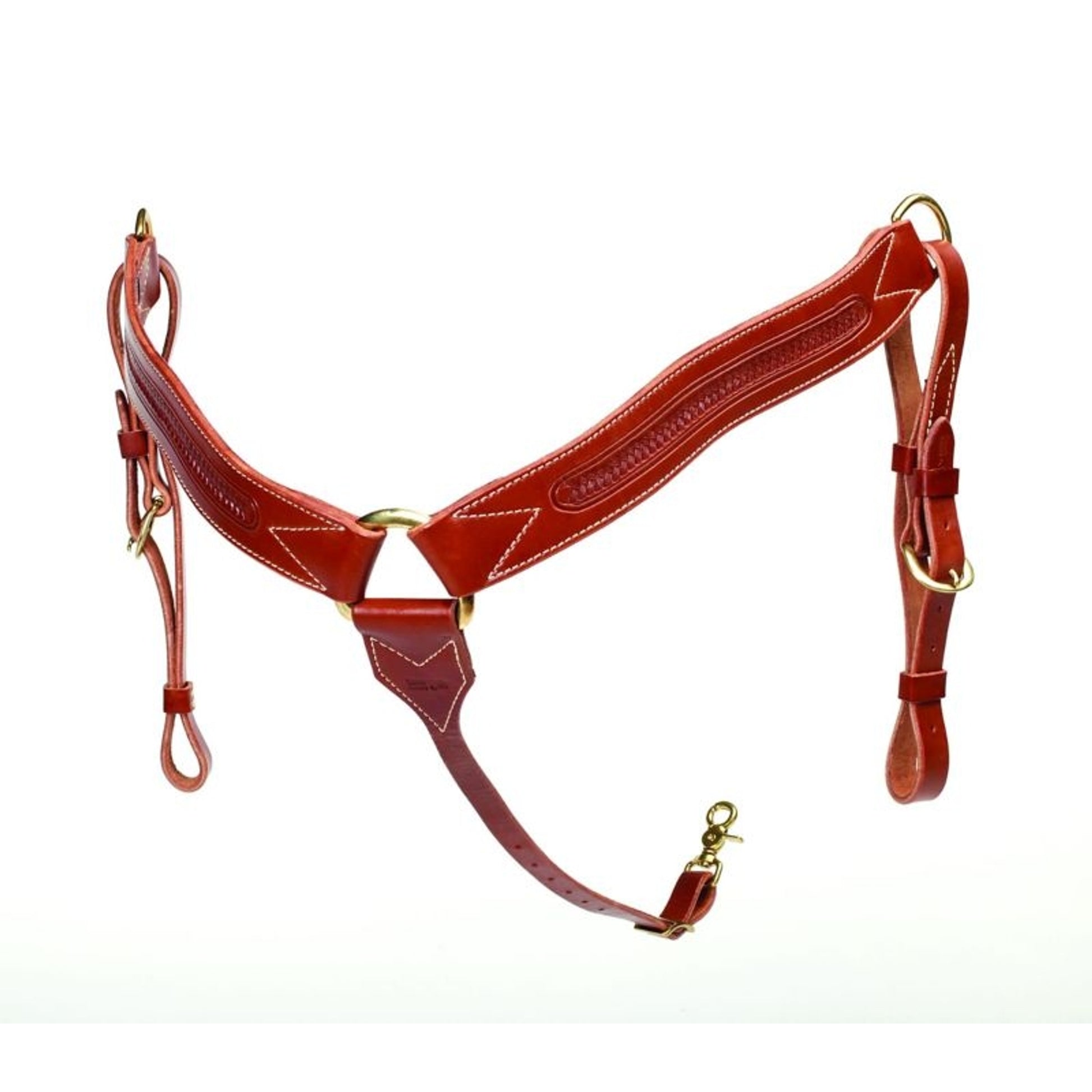 Mahogany Leather Border Tooled Breast Collar Br