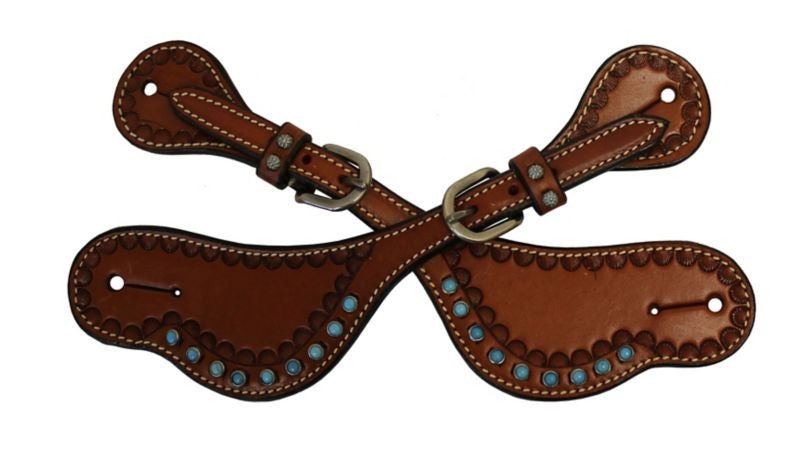 Colorado Saddle Turquesa Spur Straps Oil/Turq