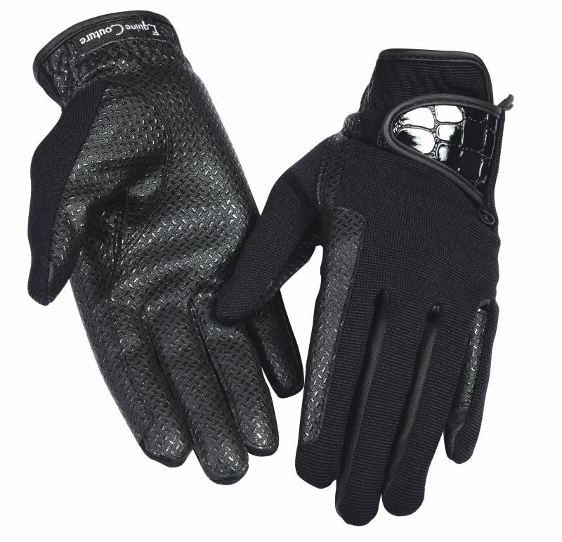 Equine Couture Lady Grippy Gloves Alligator Sm Blk