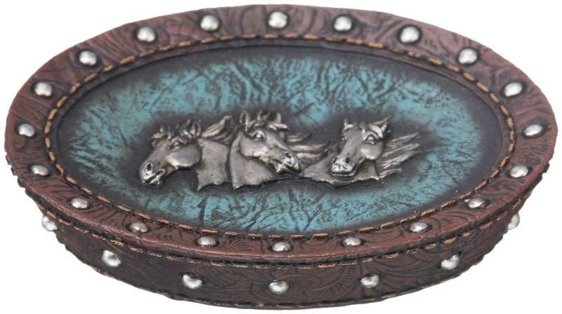 Soap Holder Leather Design 5 1/2 x 4 x 1 1/4 Bk/Wh