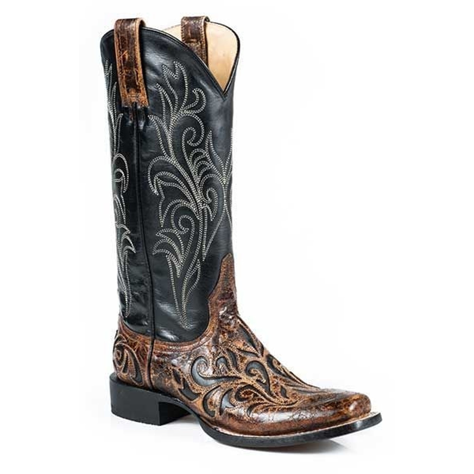 Stetson Ladies Carole Narrow Sq Toe Boot 9 Brn/Blk