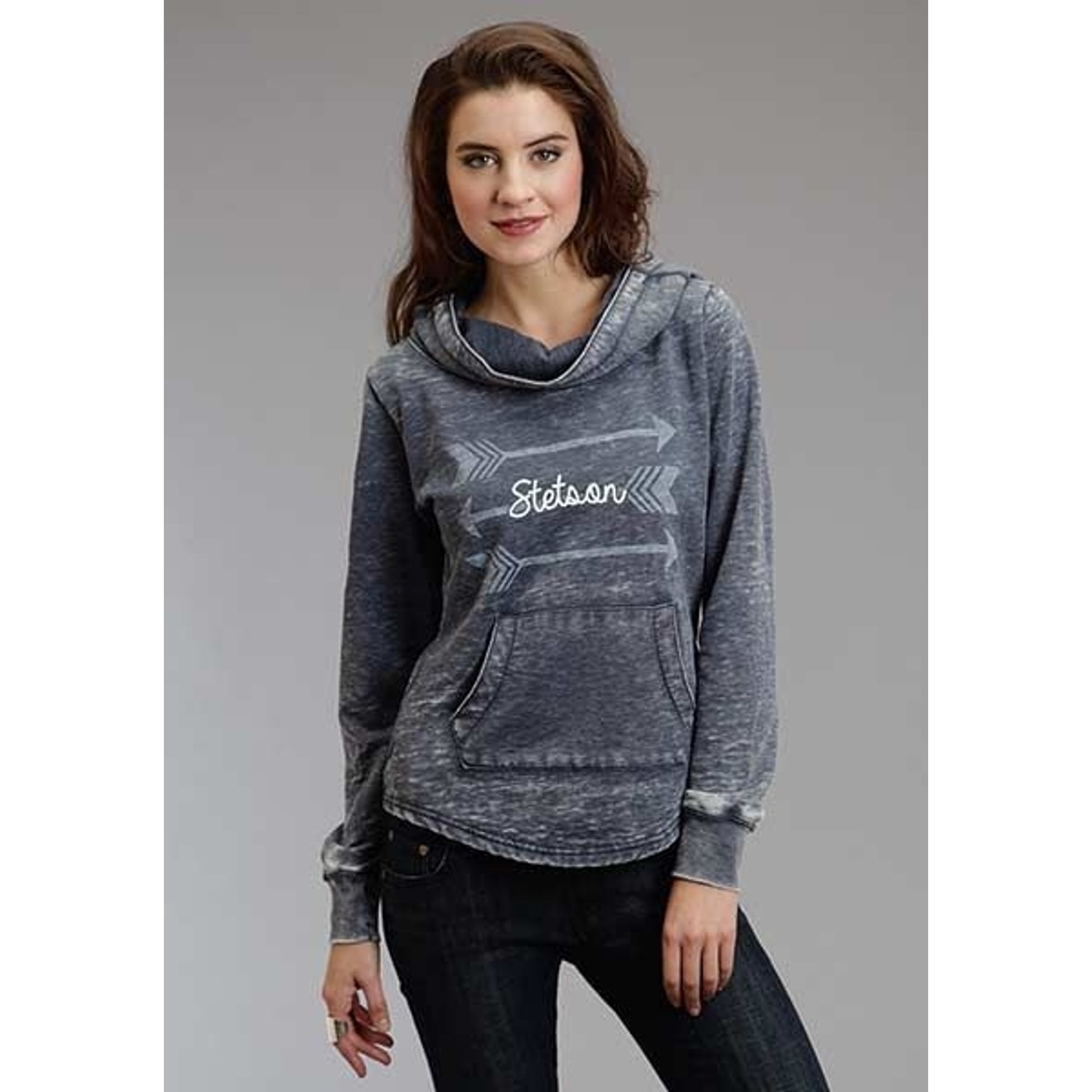 Stetson Ladies Arrows On Chest Sweatshirt L Blu