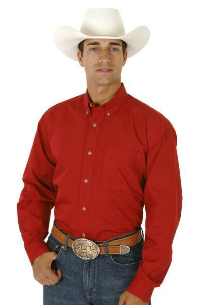 Roper Mens Poplin Variegated Button Shirt 2XL Red