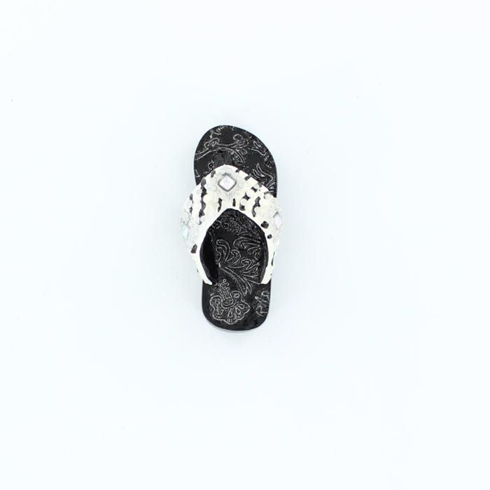 Diamond Concho Zebra Flip Flop Magnet Black