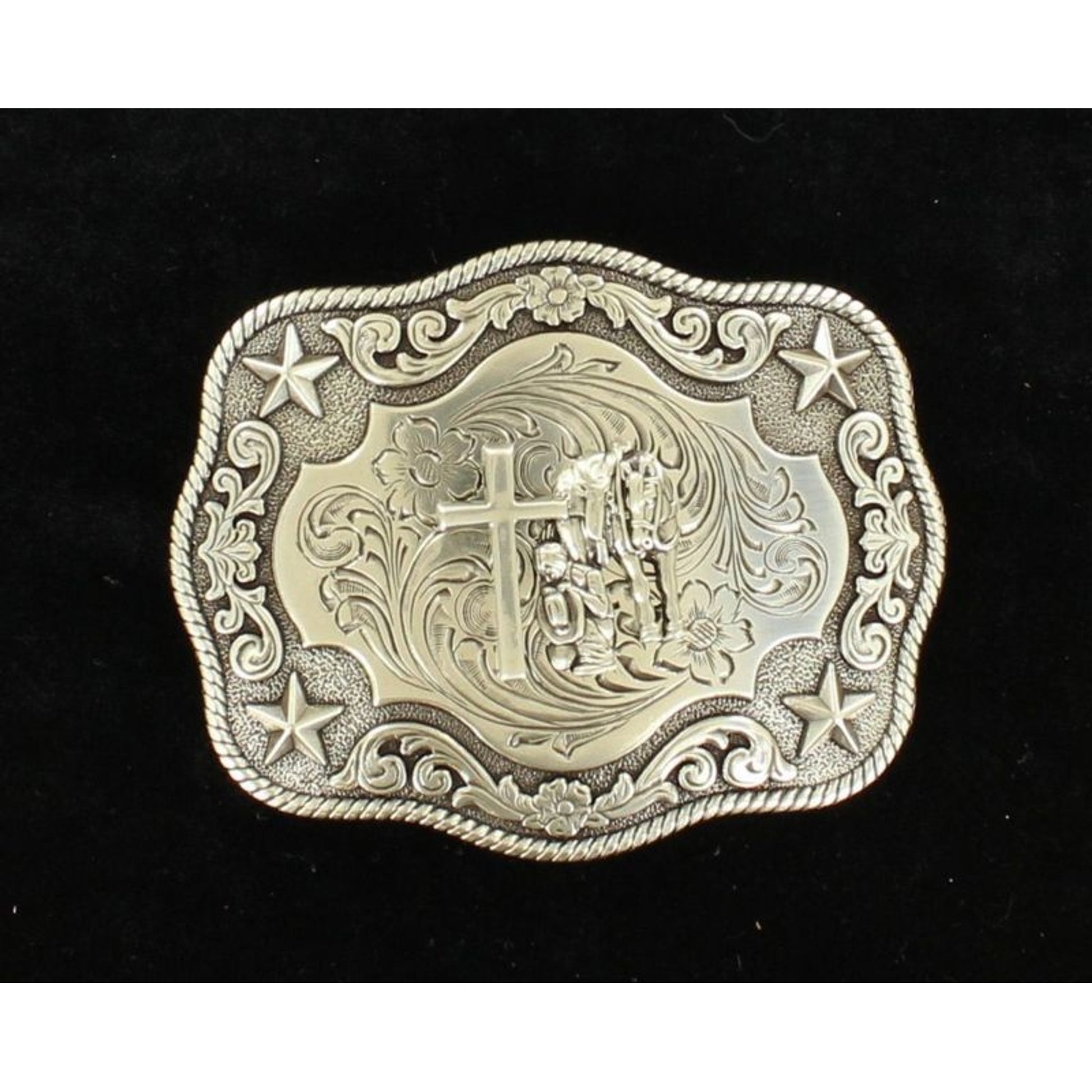 Nocona Mens Rect Rope Edge Cowboy Prayer Buckle