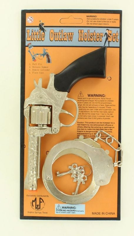 Little Outlaw Kids Pistol/Handcuff Toy SetBk/Wh