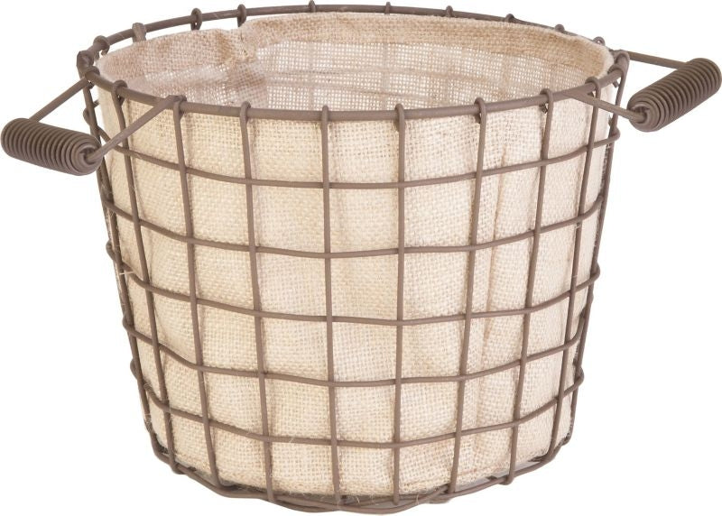 Woven Wire Bushel Basket with Liner 14in Rust