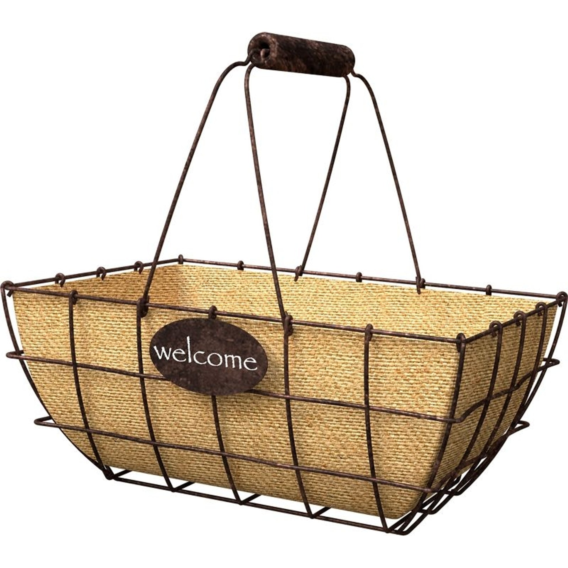 Welcome Basket with Handle 14in Rust