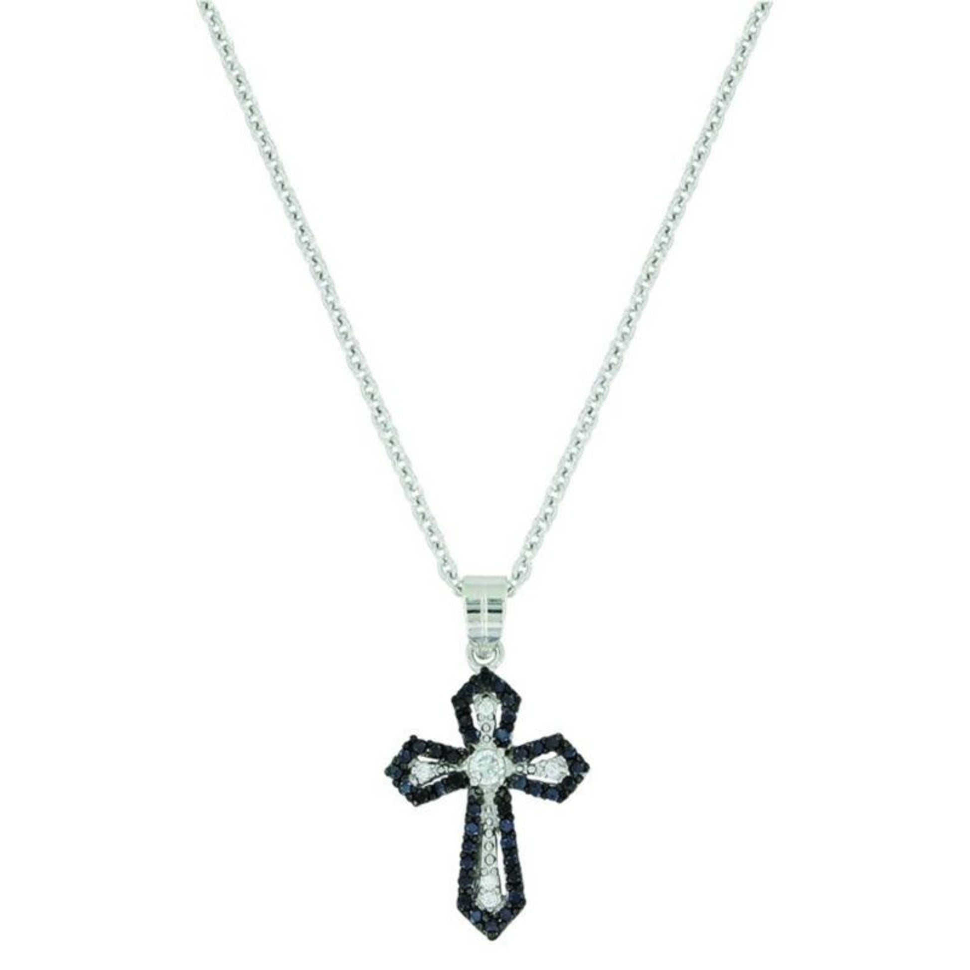 Montana Silver Faith Defined Cross NecklaceBk/Wh
