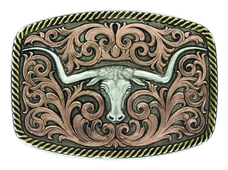 Tri-Color Champion Texas Longhorn Buckle Brn