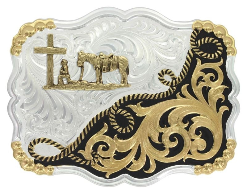 Two Tone Rope/Filigree Buckle With Christian Cowboy B