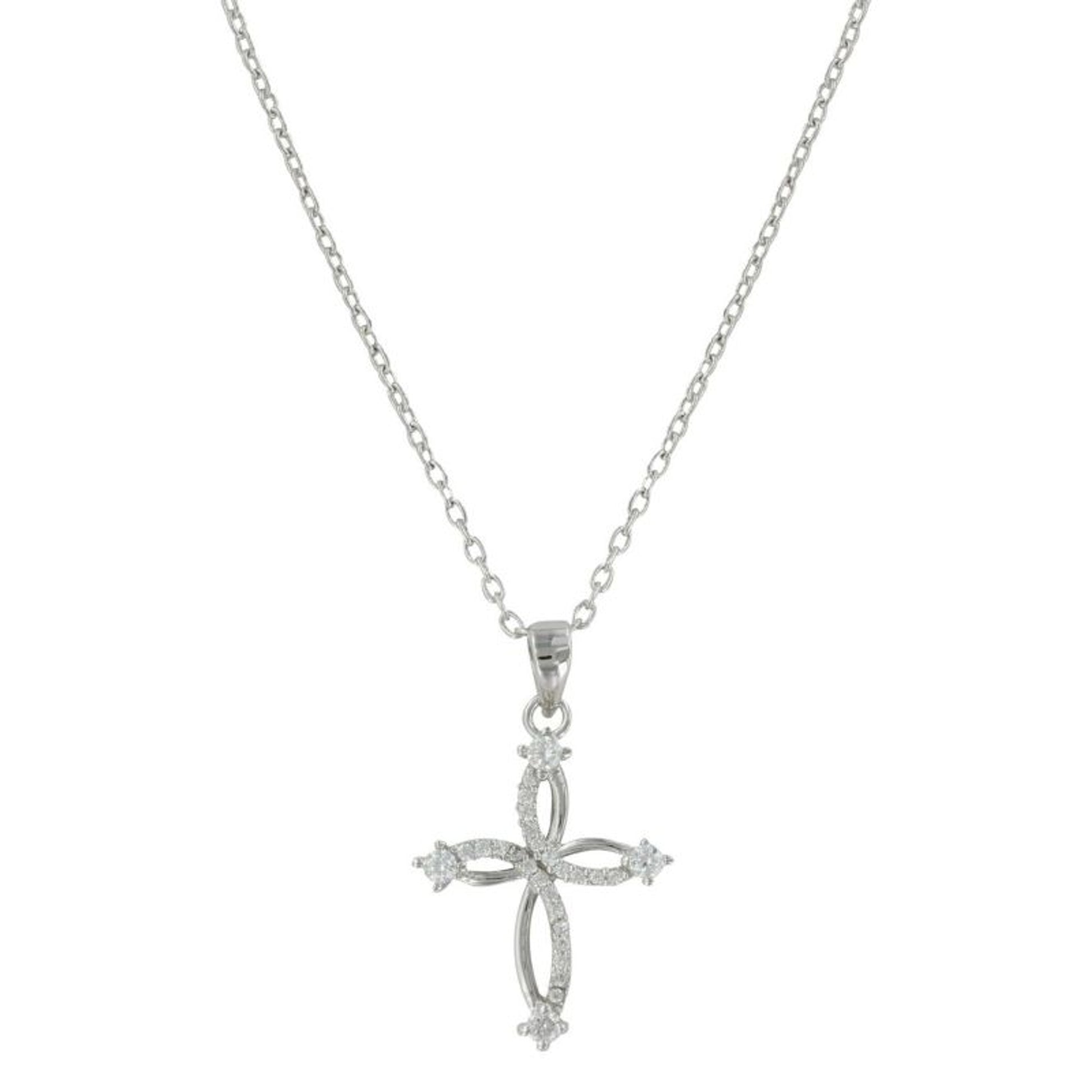 Montana Silversmiths Twisted Cross NecklaceBk/Wh