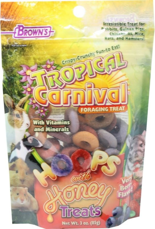 Tropical Carnival Hoops Sm Animal Treat 3oz Berry