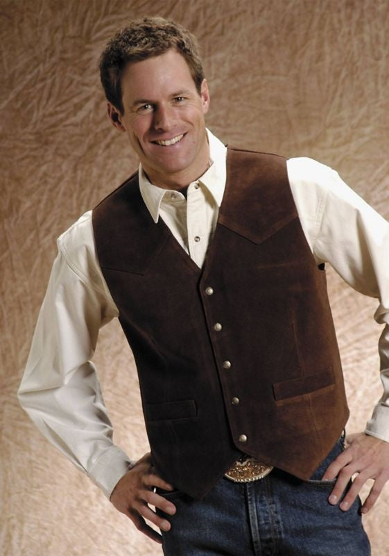 Roper Mens Big Man Suede Vest XXXL Brown