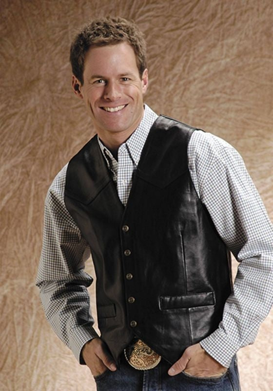 Roper Mens Lamb Skin Western Vest XXL Black