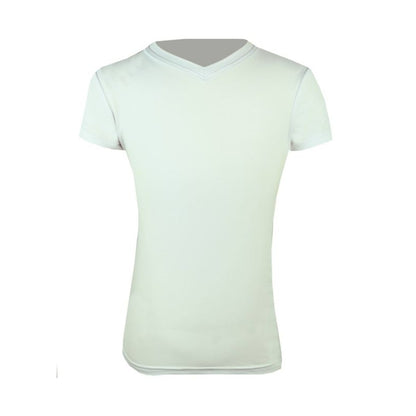 KAKI Short Sleeve V-Neck Exercise Shirt 10 White