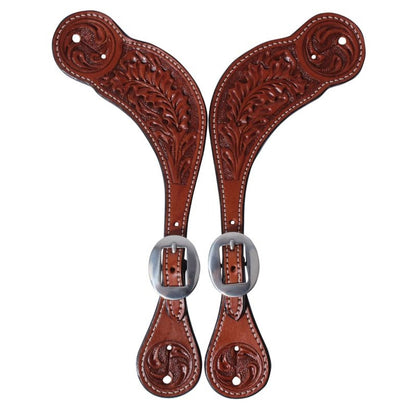 Professionals Choice Oak Tooled Spur Straps Mens P