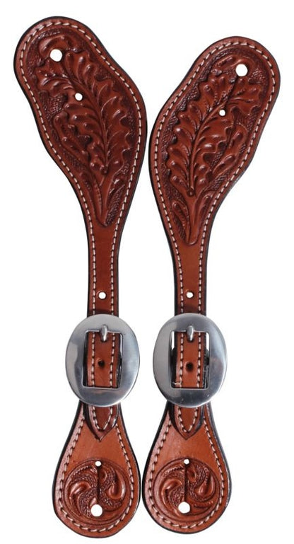 Professionals Choice Oak Tooled Spur Straps Mens P