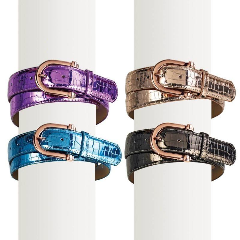 Ovation Ladies Rose Gold Buckle Metallic Belt Smal