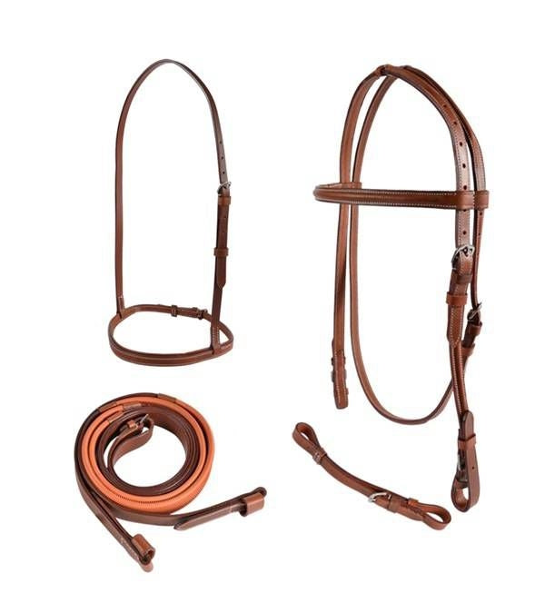 Jacks Leather Race Bridle Set 3 Piece Set Brown