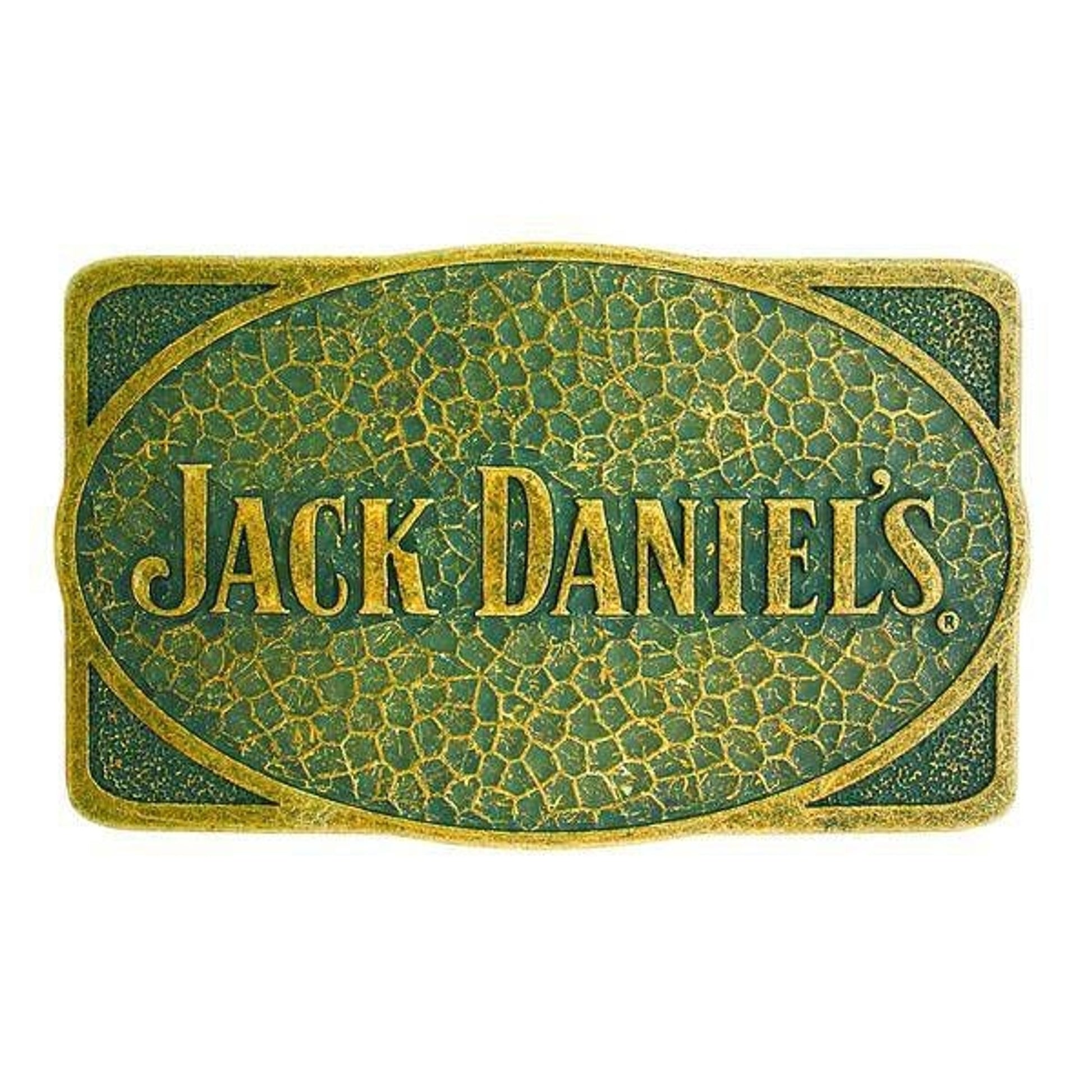 Jack Daniel's Rectangle Hammered Brass Buckle 4x3
