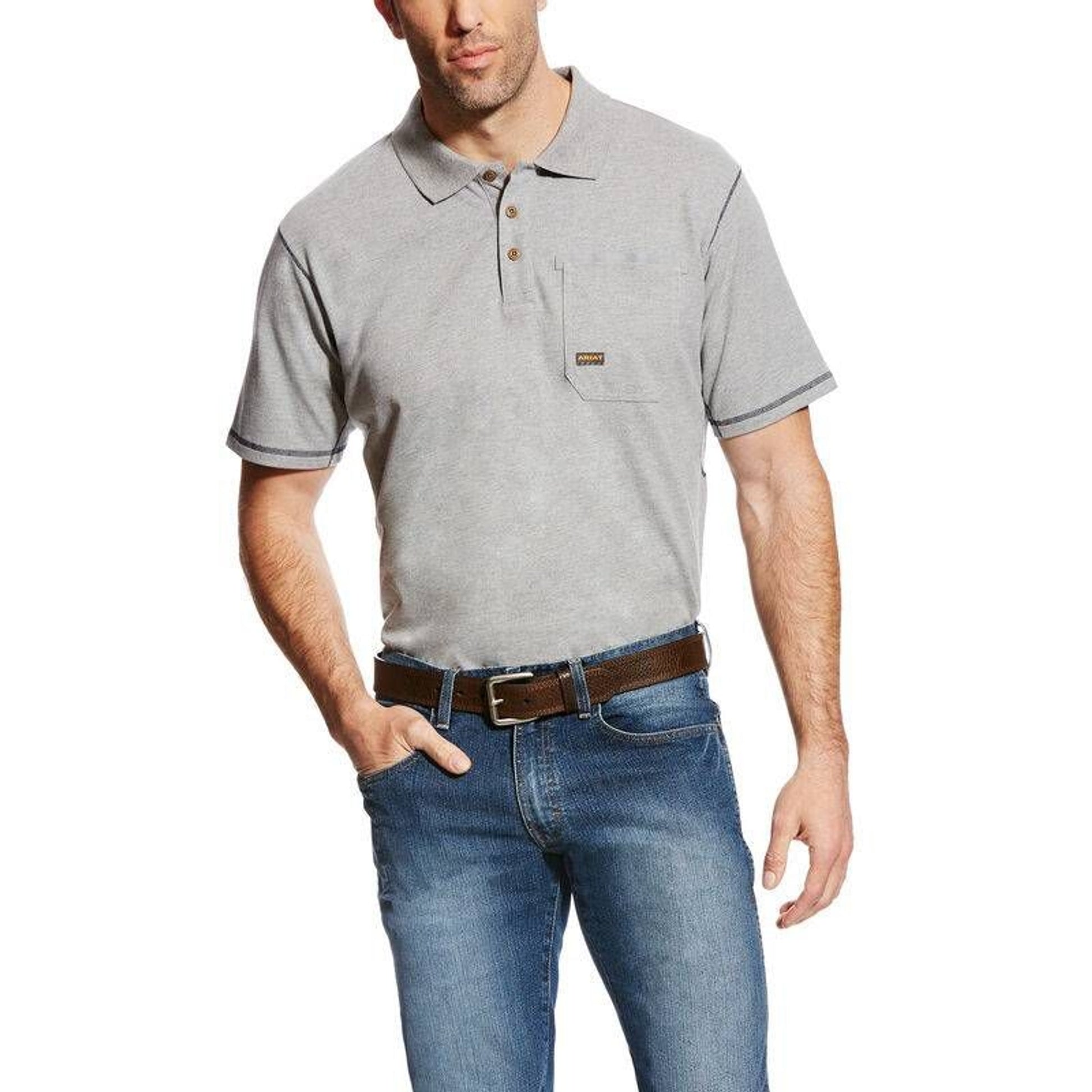 Ariat Mens Rebar Workman Short Sleeve Polo Large H