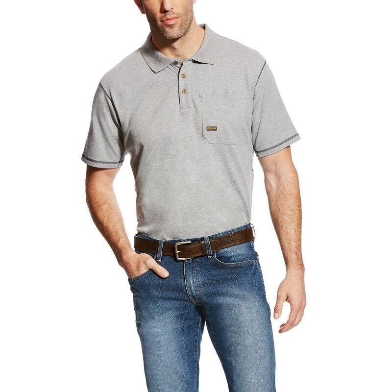 Ariat Mens Rebar Workman Short Sleeve Polo Large H