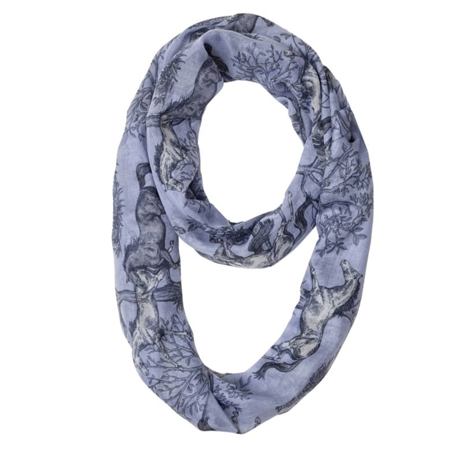 Kelley Ladies Blue Toile Infinity Scarf 20" x 70"