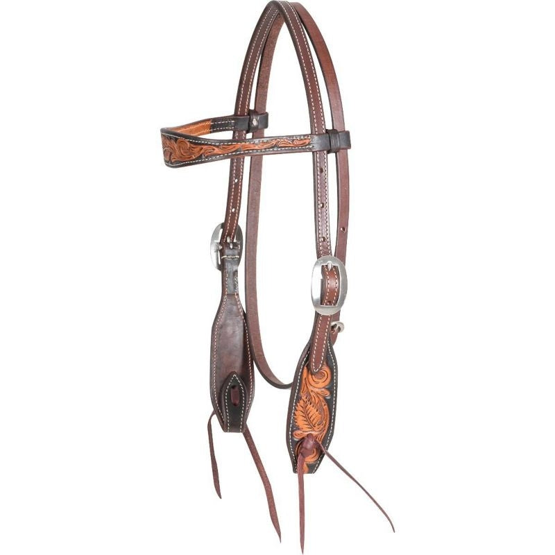 Martin Saddlery Floral Tooled Browband Dyed Edge H