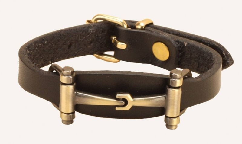 Tory Leather Flared Snaffle Bit Bracelet Black