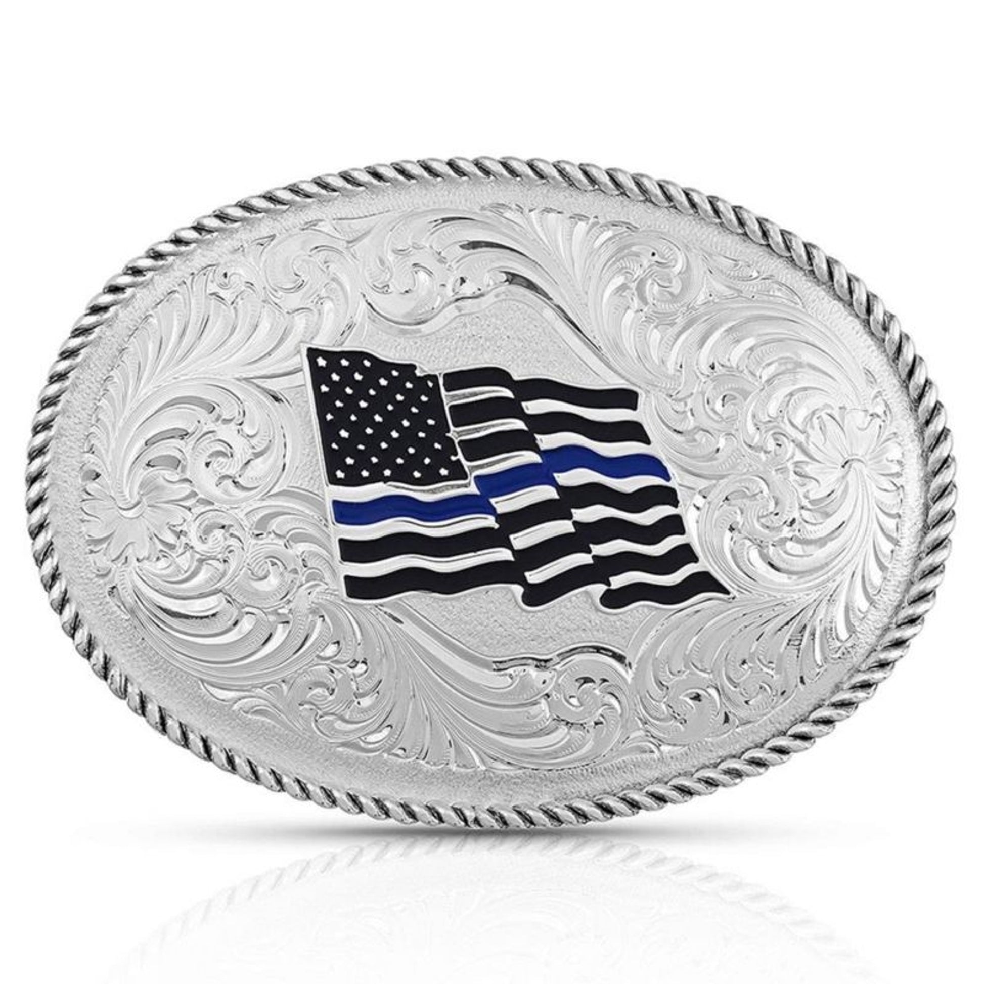 Montana Silversmiths Thin Blue Line Flag Buckle