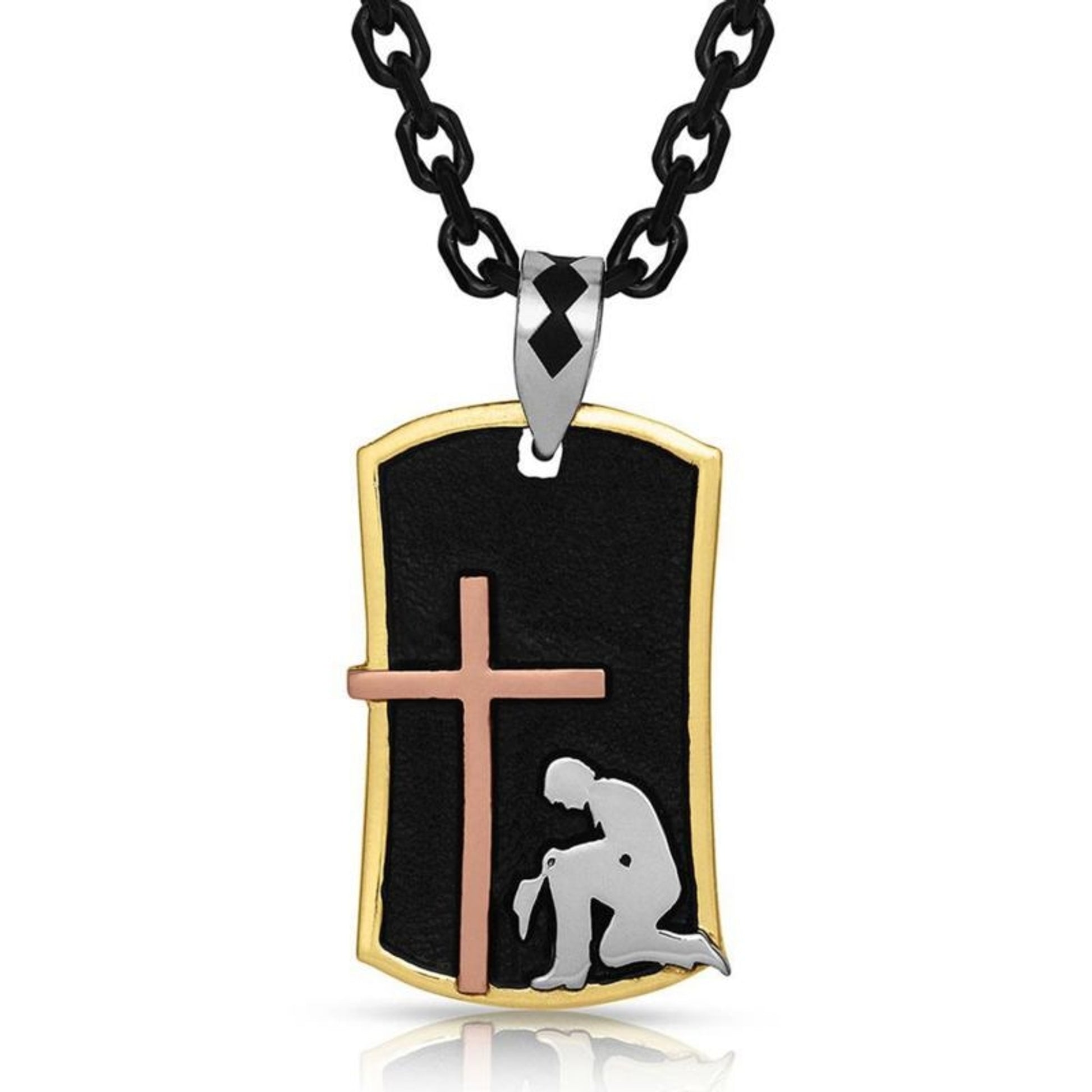 Montana Silversmiths Kneeling At The Cross Dog Tag