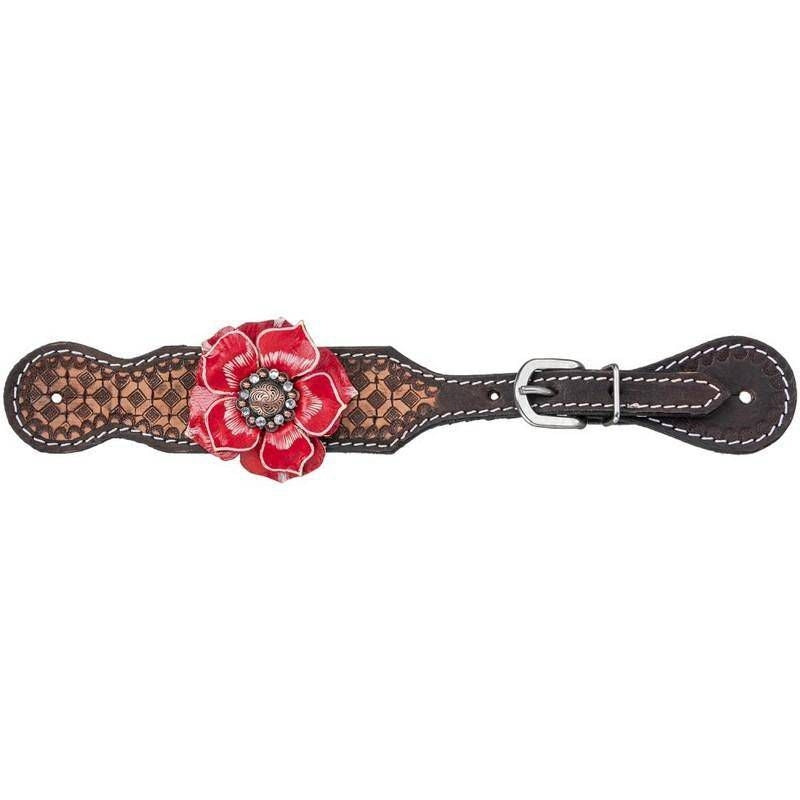 Tough1 3D Zinnia Flower Spur Straps Dark Antique