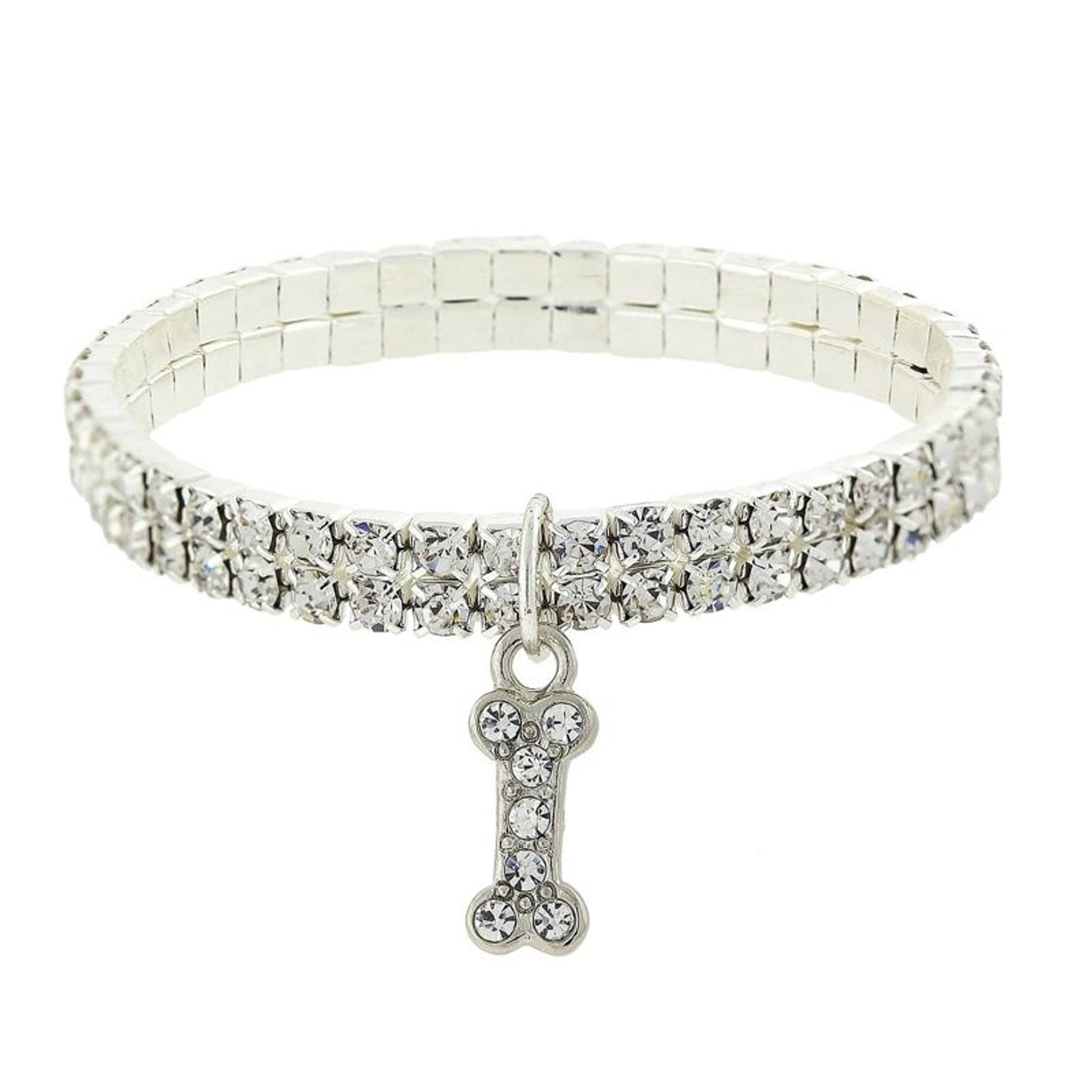 1928 Jewelry Crystal Two Row Stretch With Dog Bone