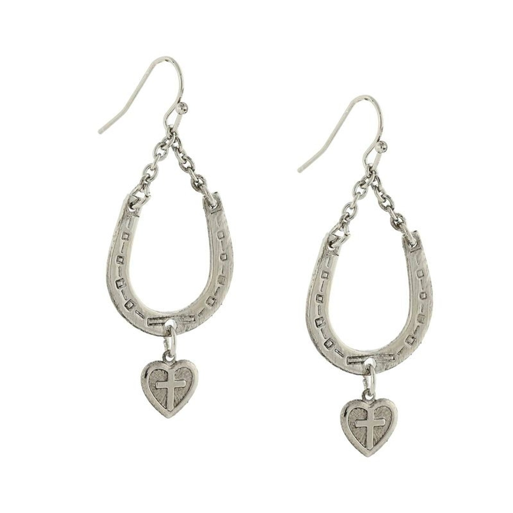 1928 Jewelry Horseshoe and Heart with Cross Drop E