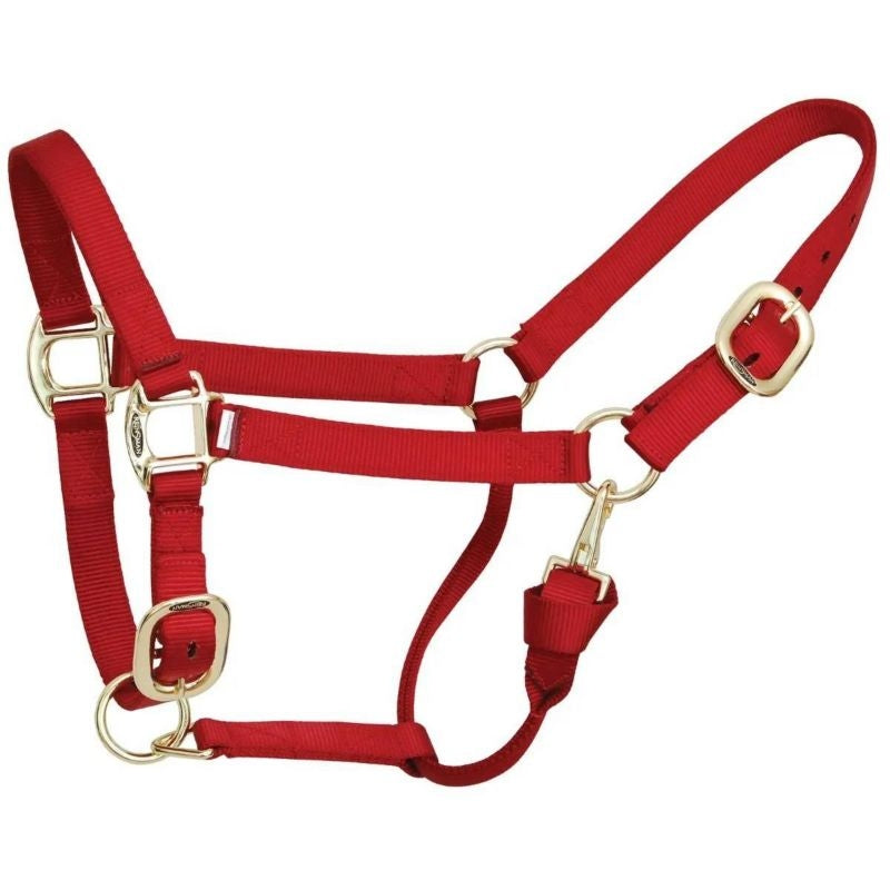 Reinsman Deluxe Nylon Adjustable Halter Horse Red