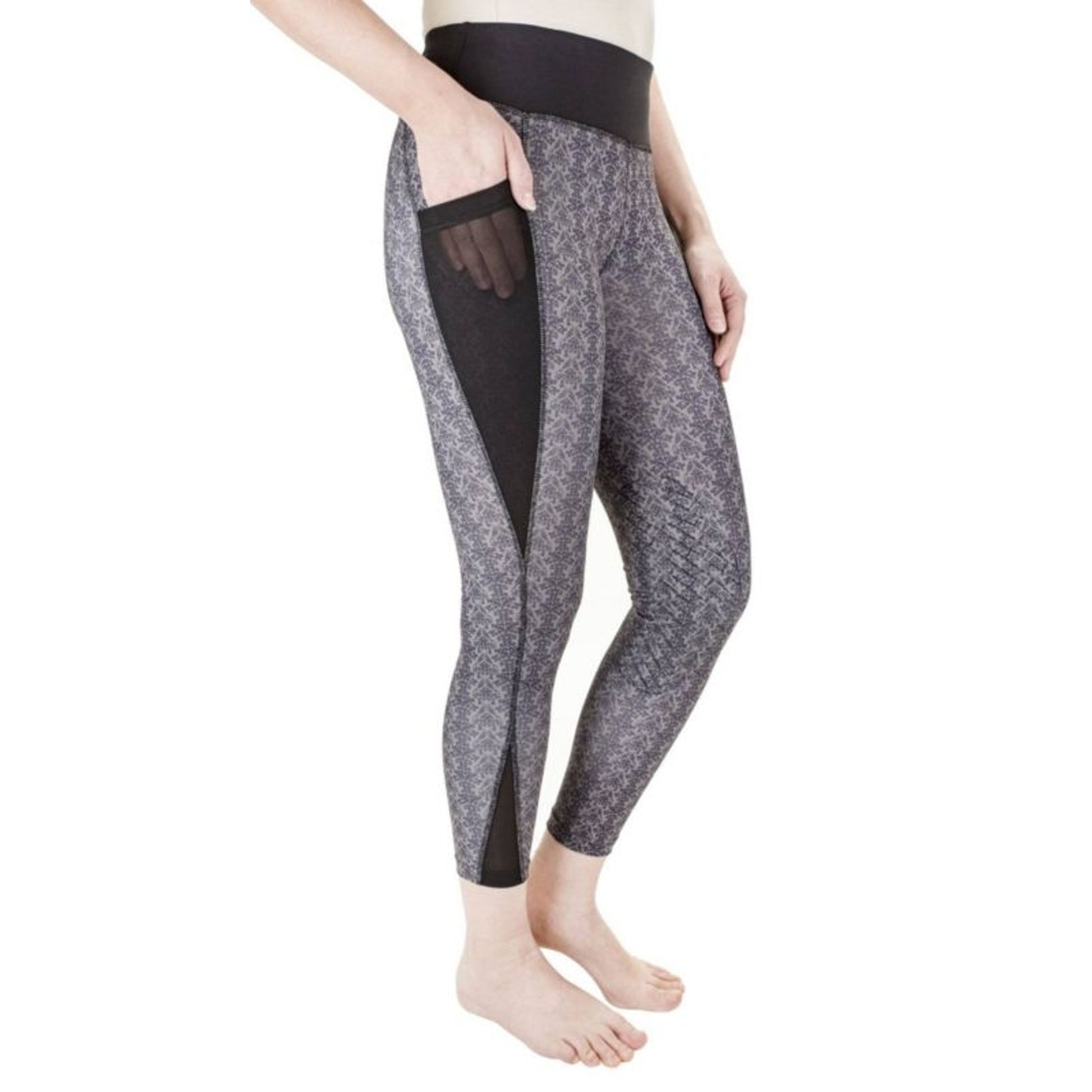 TuffRider Ladies Damask Tights XS Black/Charcoal